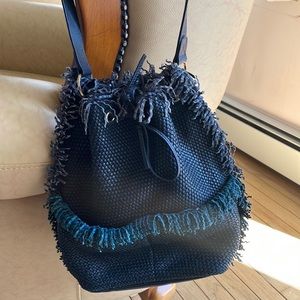 Tamara Mellon Fringe-Trimmed Leather Bag